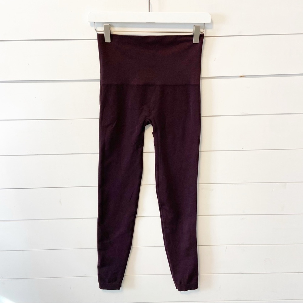 Spanx | Women’s Side Seam Compression Leggings in Maroon Purple Size Large
